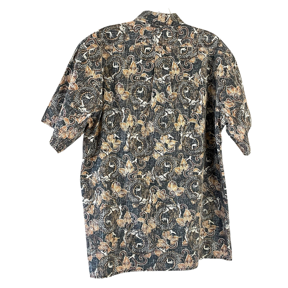 REYN SPOONER Men's Size Medium Brown Black Short Sleeve Button Down Camp Shirt - Picture 5 of 7